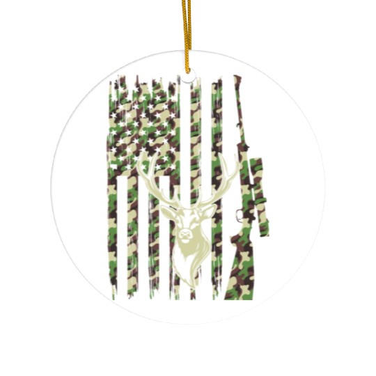 Deer Hunter Camouflage Flag Deer Head - Deer Hunti Ceramic Ornaments