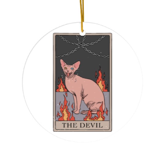 Hairless Cat Devil Tarot Card Design Ceramic Ornaments