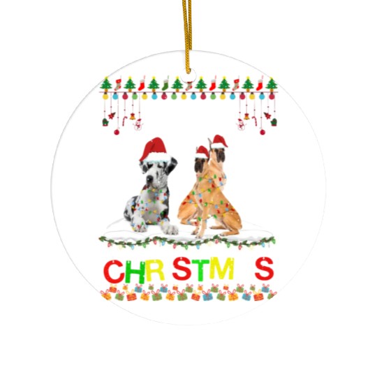 Great Dane Christmas Tree Light Pajama Xmas Dog Ceramic Ornaments
