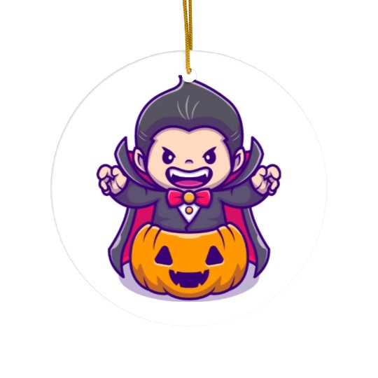 Vampire In A Creep Pumpkin - Halloween Ceramic Ornaments
