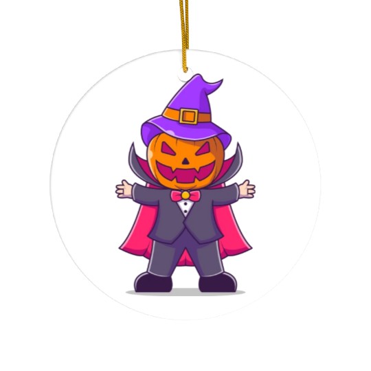 Vampire With Pumpkin Head - Halloween Ceramic Ornaments