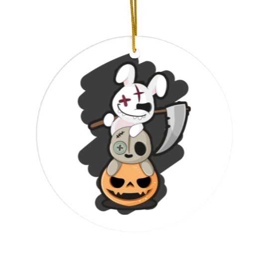 Grim Reaper Killer Bunny - Halloween Ceramic Ornaments