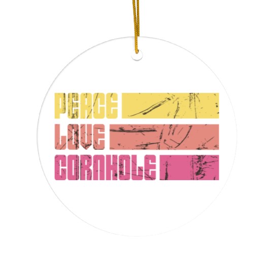 Peace Love Cornhole Ceramic Ornaments