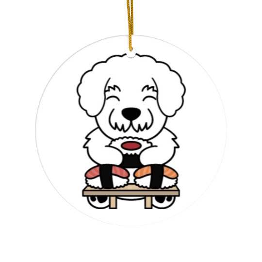 Sushi Lover Bichon Frise Ceramic Ornaments