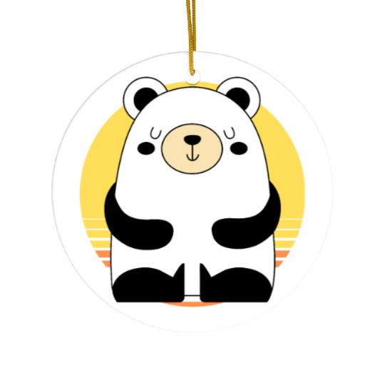 Fall PANDA Ceramic Ornaments Funny Short Graphic Tops