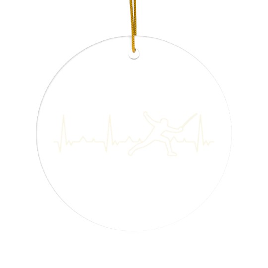 Fencing. Heart. Love. EKG. Pulse. Beat. Ceramic Ornaments