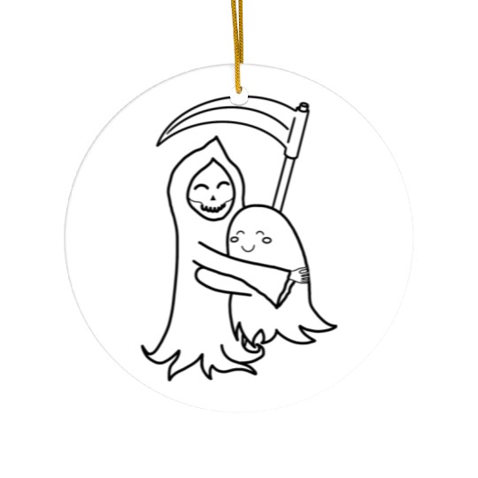 Sweet Grim Reaper & Ghost Hug | Friends | Outlines Ceramic Ornaments
