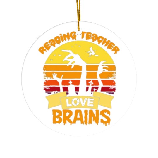 Reading teacher love brains Ceramic Ornaments