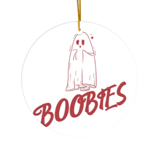 Surprised ghost loves boobies, Boo halloween Ceramic Ornaments