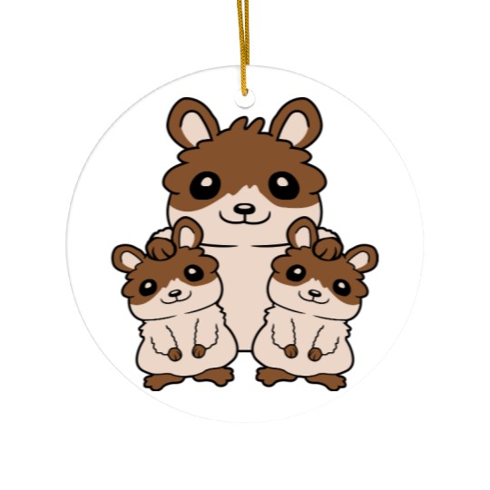 Happy hamster family kids Ceramic Ornaments