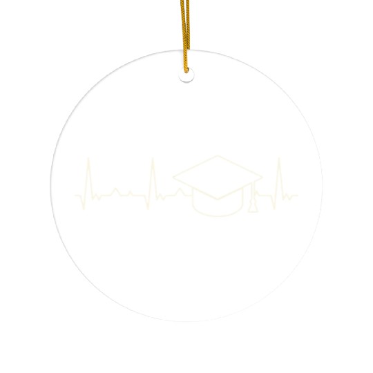 Graduation Cap. Heart. Love. EKG. Pulse. Beat. Ceramic Ornaments
