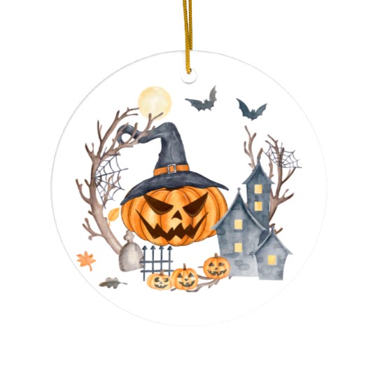 Halloween cute pumpkin pumpkin autumn coffee subli Ceramic Ornaments