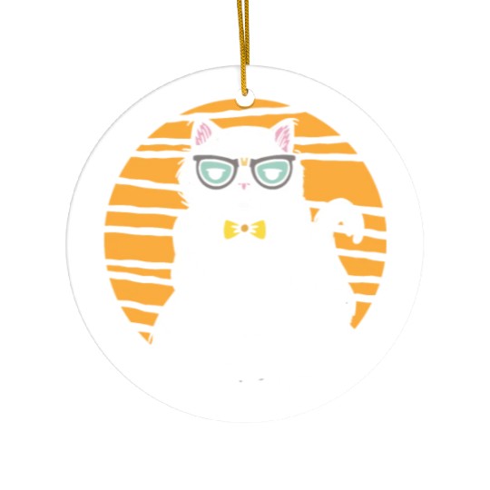 Stylish Nerd Persian Cat Beanie Glasses Tattoo Ceramic Ornaments