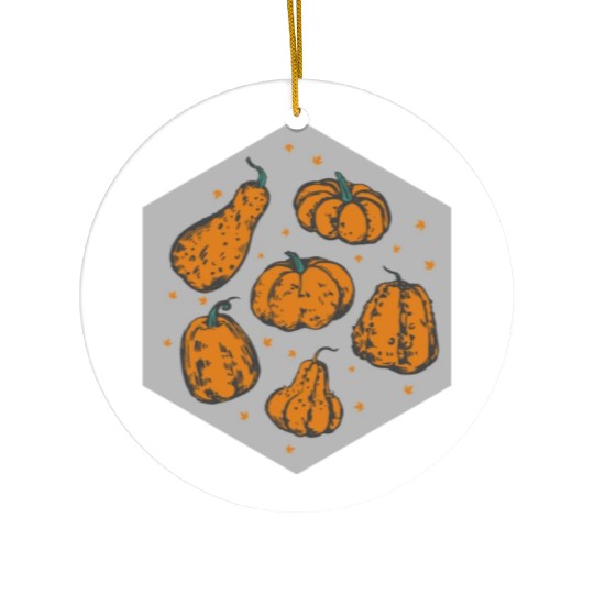 Halloween Theme Cute Pumpkins Hexagon Coffee Ceramic Ornaments