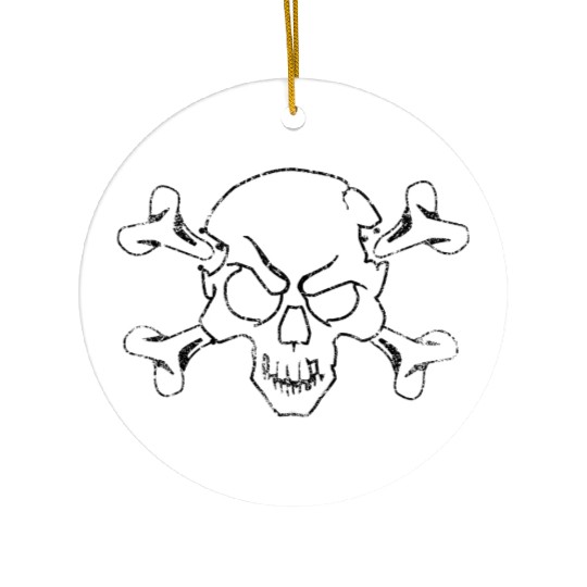 Grunge Pirate Skull And Crossbones Ceramic Ornaments