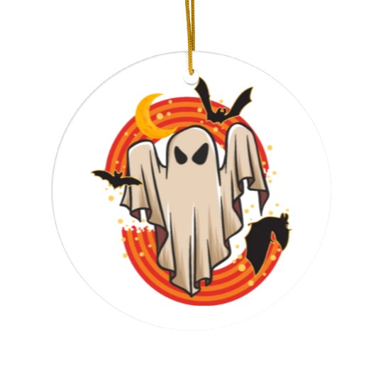 Halloween Theme Cute Ghost Bat Rainbow Coffee Ceramic Ornaments