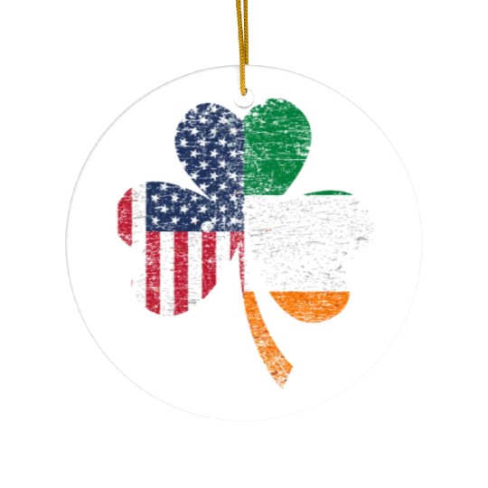 Shamrock Usa Flag Irish Ireland Ceramic Ornaments