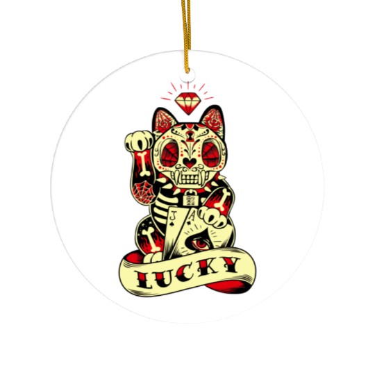 lucky cat Skull Candy Ceramic Ornaments