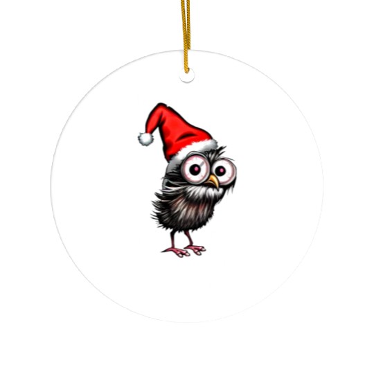 Santa Hat Christmas bird owl Christmas owls gift Ceramic Ornaments