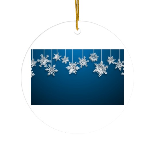 Elegant Hanging Snowflakes Navy Blue Ceramic Ornaments