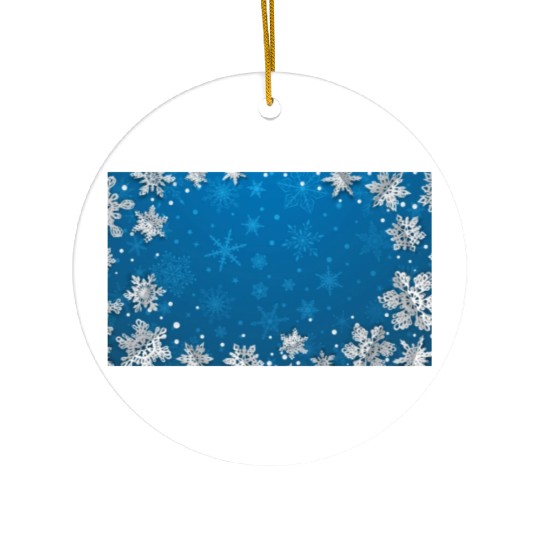 Winter Snowflakes Navy Blue Pattern Ceramic Ornaments