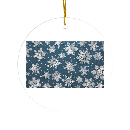 Modern Snowflakes Pattern Blue Ceramic Ornaments
