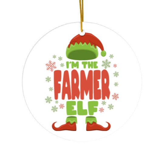 Farmer Christmas Elf Ceramic Ornaments