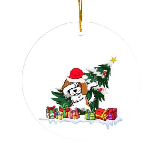 Saint Bernard Christmas Dabbing Santa Xmas Pajama Ceramic Ornaments