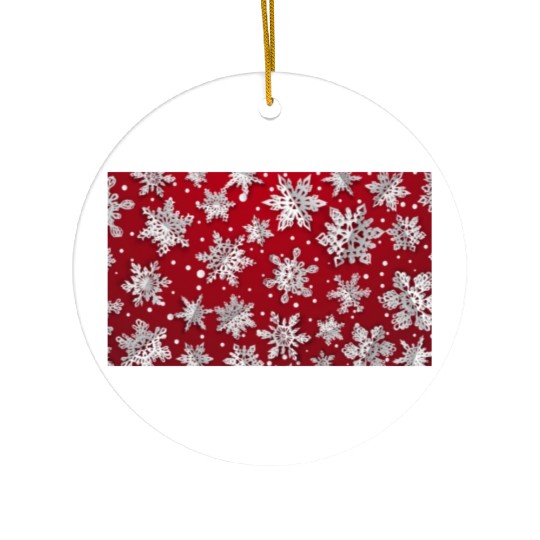 Modern Snowflakes Pattern Red Ceramic Ornaments