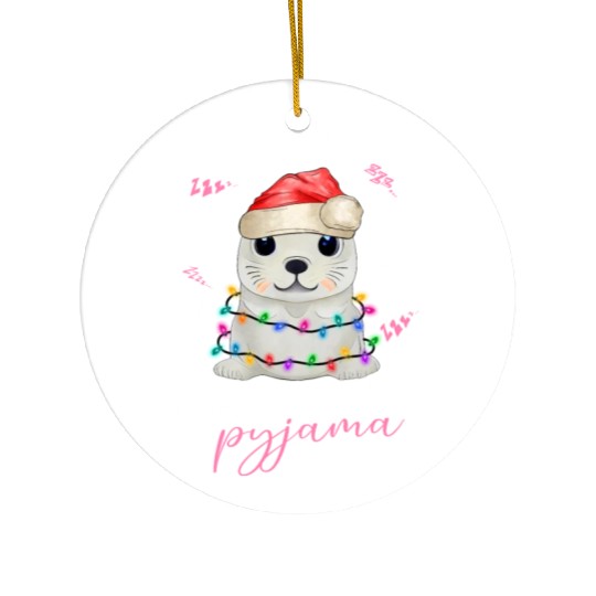 Winter Christmas Pyjama Seal Ceramic Ornaments