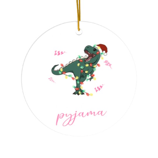Winter Christmas Pyjama Dinosaur Trex Ceramic Ornaments