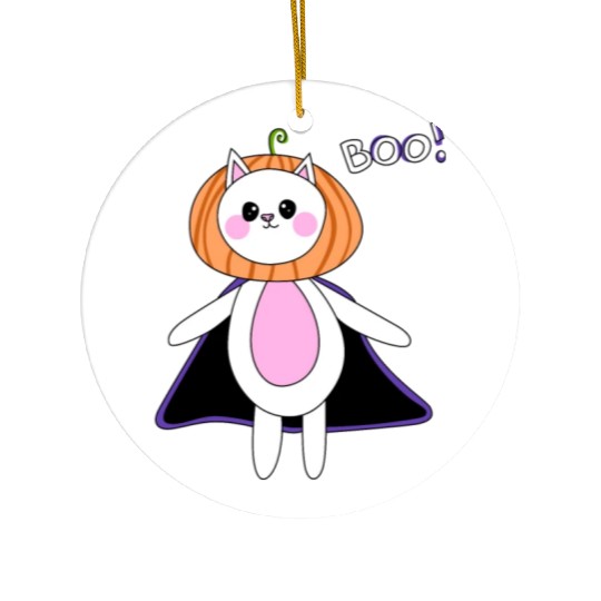 cute cat in halloween melon costume Ceramic Ornaments