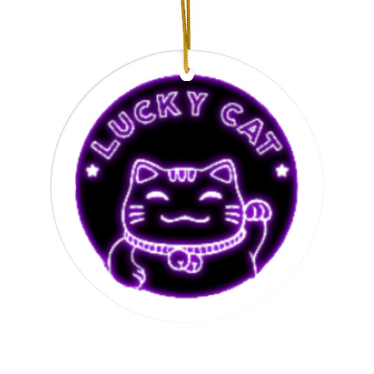 Purple neon lucky cat Ceramic Ornaments