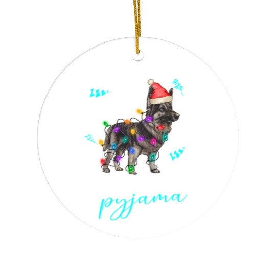 Winter Christmas Pyjama German Shepherd Dog Ceramic Ornaments