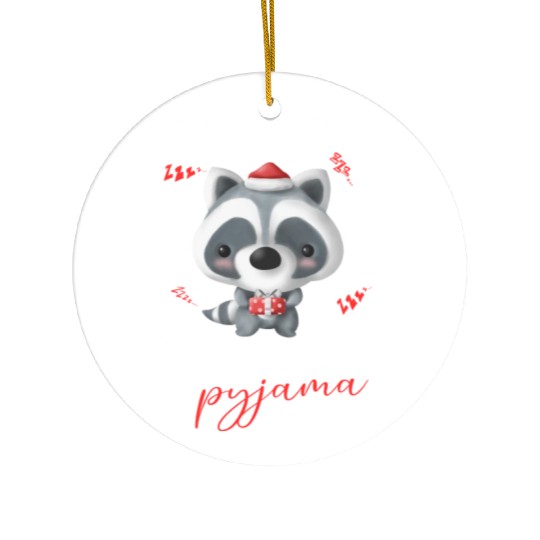 Winter Christmas Pyjama Raccoon Ceramic Ornaments