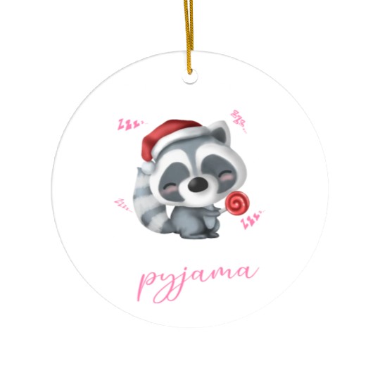 Winter Christmas Pyjama Raccoon Ceramic Ornaments