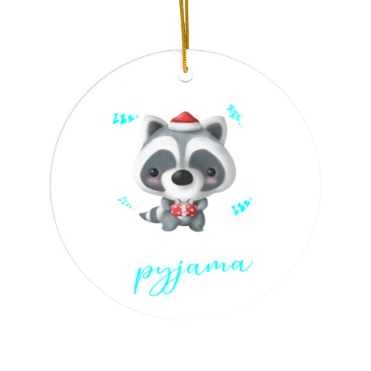 Winter Christmas Pyjama Raccoon Ceramic Ornaments