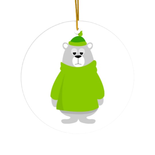Green teddy bear lover Ceramic Ornaments