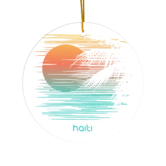 Artistic Haiti Palm Tree Vacation Souvenir Ceramic Ornaments