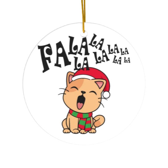 Cute Christmas Cat Singing Fa la la la Song Ceramic Ornaments