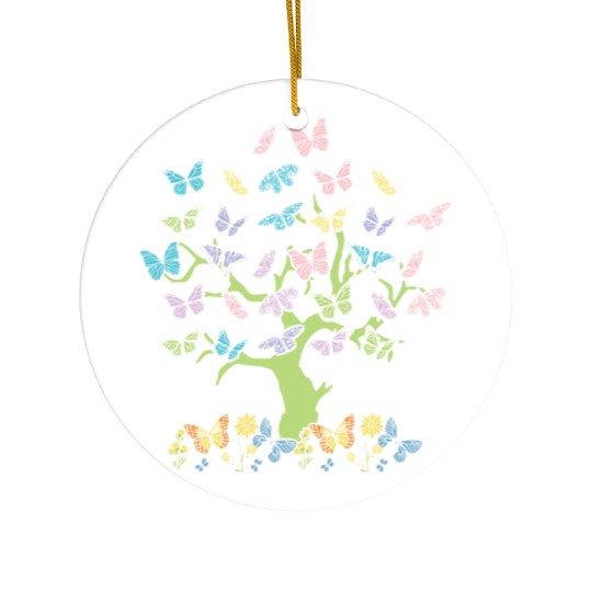 Colorful Butterflies Forest Nature Trees Ceramic Ornaments