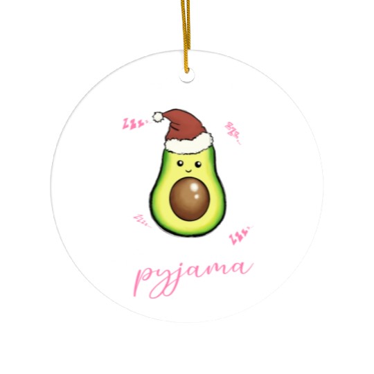 Winter Christmas Pyjama Avocado Ceramic Ornaments