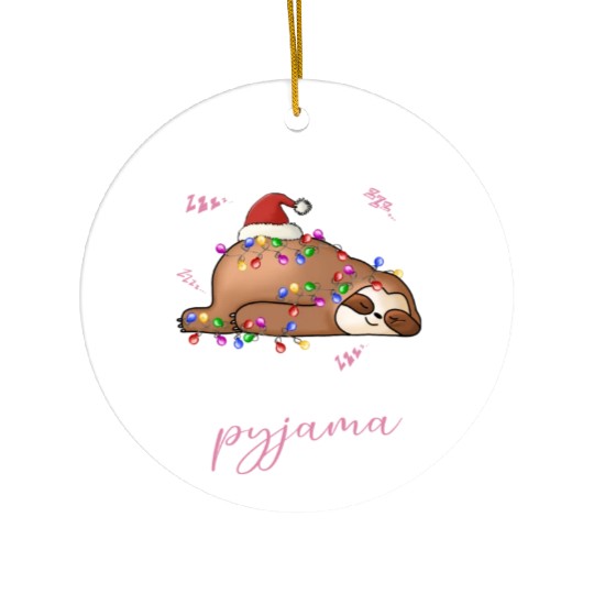 Winter Christmas Pyjama Sloth Ceramic Ornaments