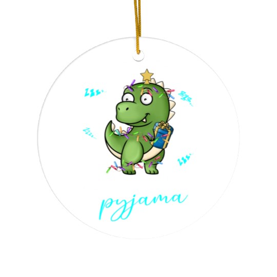 Winter Christmas Pyjama Dinosaur Trex Ceramic Ornaments