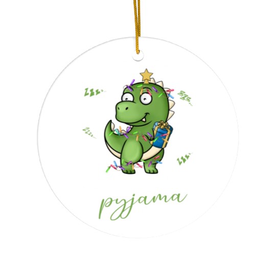 Winter Christmas Pyjama Dinosaur Trex Ceramic Ornaments
