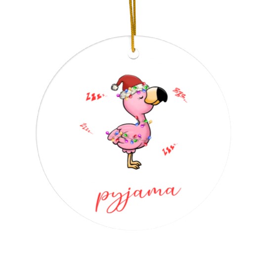 Winter Christmas Pyjama Flamingo Ceramic Ornaments