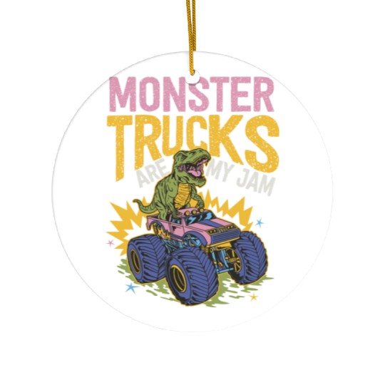 Monster Trucks Are My Jam Vintage Retro Ceramic Ornaments