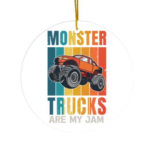 Monster Trucks Are My Jam Vintage Retro Ceramic Ornaments