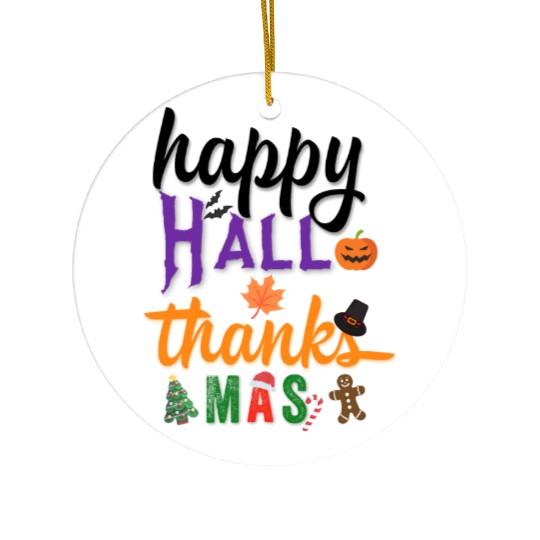 Happy Hallothanksmas Ceramic Ornaments