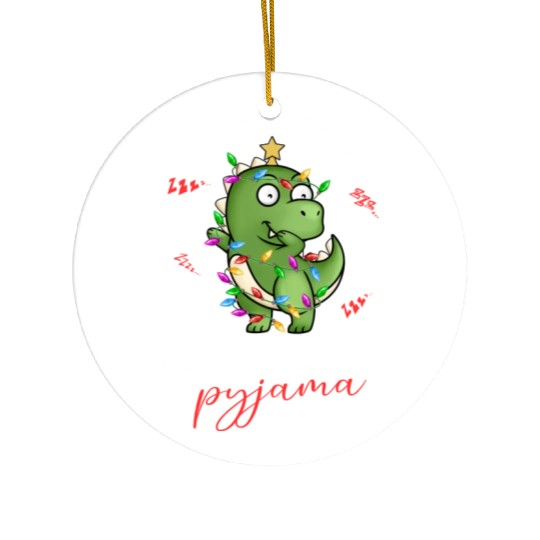Winter Christmas Pyjama Dinosaur Trex Ceramic Ornaments
